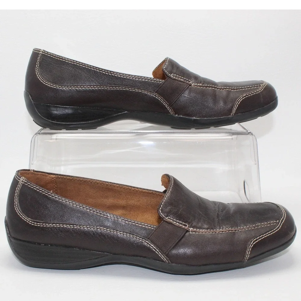 Natural Soul by Naturalizer Camelia Oxbrown Leather Loafers Slip On Shoes W/9.5M